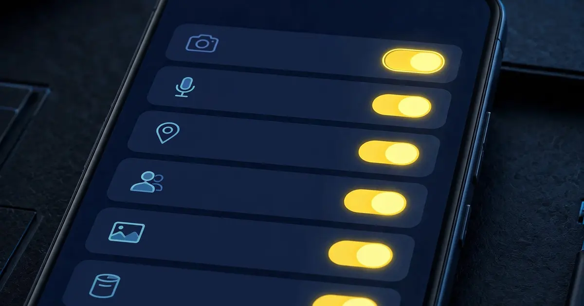 Modern Android phone showing app permission settings