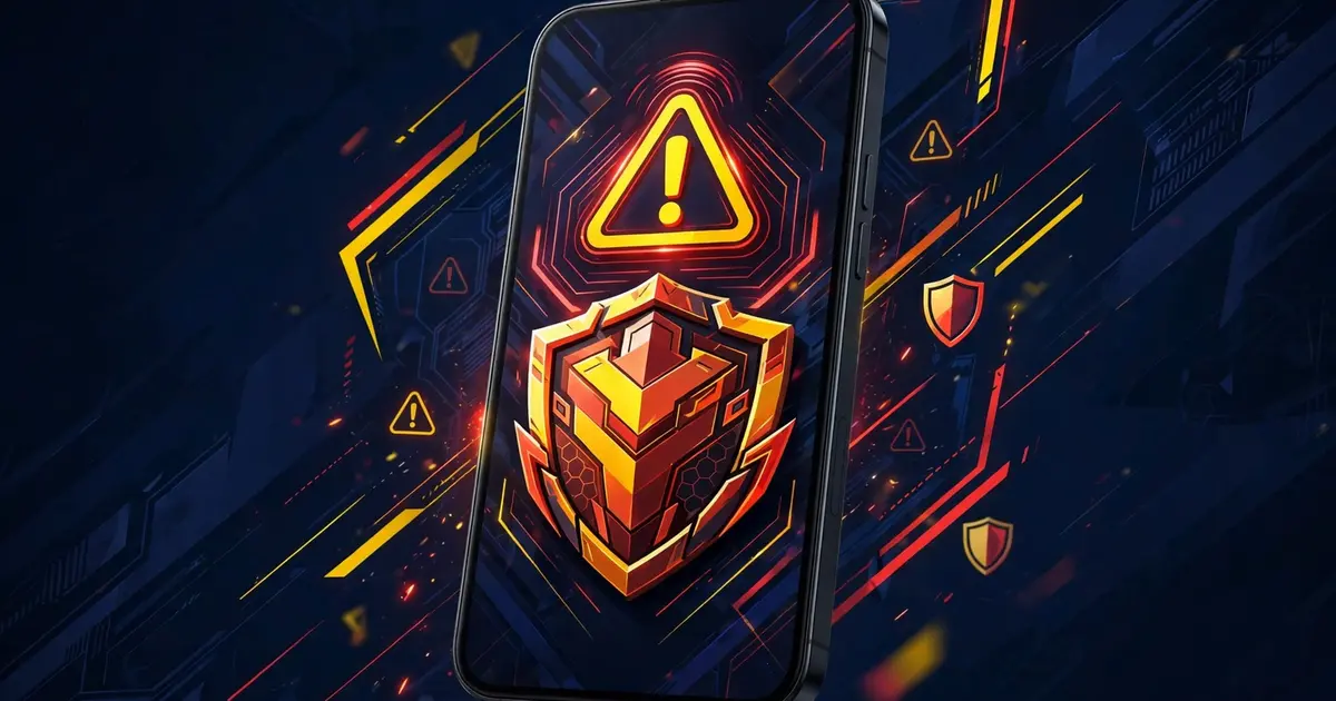 Smartphone with a caution warning and shield